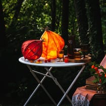 Der Natur abgeguckt: Die Laternen erinnern an eine Physalis. Doch unsere Variante leuchtet im Dunkeln.