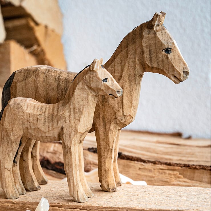 Bauernhoftiere schnitzen «Pferd & Fohlen»
